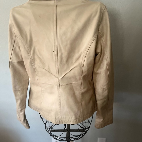 Y2K Vintage Beige Genuine Wilson Leather Maxima Blazer Sz M Button - Picture 6 of 11